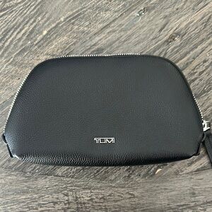 TUMI Black Leather Cosmetic Bag